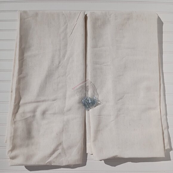 Linen Curtain Panels 50 x 108 Ivory Off White Flax Weave Sheer Drapes Curtains - Picture 14 of 16